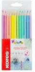 Kores Set de creioane colorate, triunghiulare, KORES "Kolores Pastel", 12 culori pastelate (93311)