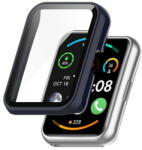 Huawei Watch Fit 2, Műanyag védőkeret, kijelzővédő üveggel, közepesen ütésálló, szíj nélkül, sötétkék - tok-shop