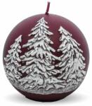 Art-Pol Karácsonyi gömb gyertya dombor fenyőfás mintával - burgundi vörös - 10 cm (IMO-PP-IM-A-125918)