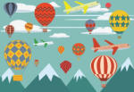 Eosette Sticker perete pentru camera copilului - Baloane si avioane peste Munti