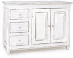 Bizzotto Comoda 3 sertare si 2 usi din lemn alb antichizat Colette 120 cm x 45 cm x 85 h (0745074deco) Comoda