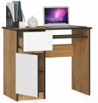  Íróasztal - Akord Furniture - 90 cm - kézműves tölgy / fehér (bal) (5907504385006)