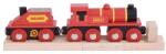 Bigjigs Toys Locomotiva Bigjigs Rail Red cu tender + 3 sine (DDBJT418) Trenulet