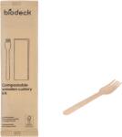 Biodeck Set Biodegradabile Compostabile Retail, Furculita Lemn si Servetel Kraft, 100 Bucati (SET-LEMN-SL-FSK-250)