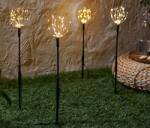 Tchibo 4 LED-es földbe szúrható kerti fény Ezüstszínű huzalok Csillogó, krómszínű rudak Fekete földbe szúrható nyársak