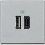 Legrand Priza USB tip A+C dubla 5V 3000mA Axolute Bticino 2M aluminiu HC4287C2 (HC4287C2)