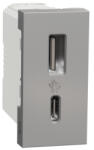 Schneider Electric Priza USB tip A + C 1M 2.4A Schneider Noua Unica aluminiu NU301630 (NU301630)