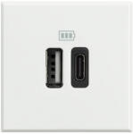 Legrand Priza USB tip A+C dubla 5V 3000mA Axolute Bticino 2M alb HD4287C2 (HD4287C2)