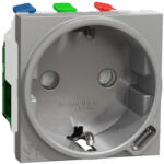 Schneider Electric Priza schuko 2M + USB tip C Schneider Noua Unica aluminiu NU301730 (NU301730)