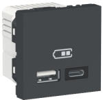 Schneider Electric Priza USB tip A + C 2M 2.4A 12W Schneider Noua Unica antracit NU301854 (NU301854)