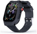 Apple Watch 7-9 (45 mm), Műanyag védőkeret, kijelzővédő üveggel, közepesen ütésálló, szíjjal, IP68, ShellBox, sötétkék - pixato