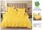 Lenjerii Lenjerie de pat dublu Bumbac Finet 6 Piese cu Elastic, Galben - SIPRT173 Lenjerie de pat
