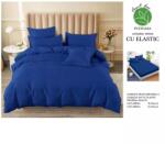 Lenjerii Lenjerie de pat dublu Bumbac Finet 6 Piese cu Elastic, Albastru Inchis - SIPRT189 Lenjerie de pat