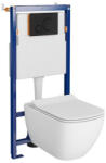 Cersanit Set vas wc suspendat Virgo CleanOn cu capac soft close, rezervor incastrat si clapeta negru mat (S701-657)
