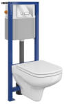 Cersanit Set vas wc suspendat Colour CleanOn cu capac soft close, rezervor incastrat si clapeta crom lucios (S701-186)