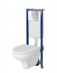 Cersanit Set vas wc suspendat Delfi cu capac soft close, rezervor incastrat si clapeta crom lucios Base (S701-626)