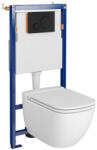 Cersanit Set vas wc suspendat Caspia CleanOn cu capac soft close, rezervor incastrat si clapeta negru mat (S701-651)