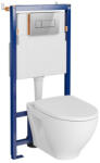 Cersanit Set vas wc suspendat Moduo CleanOn cu capac soft close, rezervor incastrat si clapeta crom lucios (S701-636)