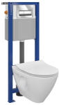 Cersanit Set vas wc suspendat Mille CleanOn cu capac soft close, rezervor incastrat si clapeta crom lucios (S701-463)