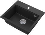 SINK Quality Mosogató minőségi Ferrum Új 5055, 1 kamrás gránit mosogató 560x500x210 mm + króm szifon, fekete, SKQ-FER. 5055. BK. X (SKQ-FER.5055.BK.X)