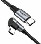 UGREEN Cablu de date UGREEN US255 Elbow, USB-C la USB-C, Quick Charge 3.0, 60W, 3A, 480 Mbps, 2m, Negru (50125B)