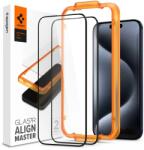Spigen GlastR Alginmaster Full kijelzővédő üveg iPhone 15 Pro fekete 2db (AGL06895)