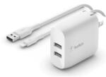 Belkin WCD001VF1MWH Dual USB-A Wall Charger 24W + Lightning to USB-A Cable (WCD001VF1MWH)