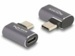Delock USB Adapter 40 Gbps USB Type-C PD 3.0 100 W csatlakozódugóval - csatlakozóhüvellyel, ívelt bal / jobb 8K 60 Hz fém (60047) - aqua