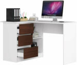  Sarok íróasztal - Akord Furniture - 124 cm - fehér / wenge (bal) (5907504381374)