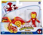 Spidey and His Amazing Friends Figurina cu vehicul, Spidey and his Amazing Friends, Iron Man cu Iron Racer, F3992 Figurina