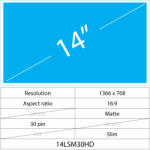 Notebook LCD 14 LCD Slim Mat 30 pin HD, Matte