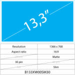 Notebook LCD 13.3 LCD Slim Mat 30 pin HD, Matte