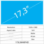 Notebook LCD 17.3 LCD Slim Mat 40 pin FHD, Matte