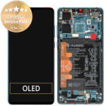 Huawei P30 - Ecran LCD + Sticlă Tactilă + Ramă + Baterie (Aurora Blue) - 02352NLN, 02354HRH, 02354HNJ Genuine Service Pack, Aurora Blue