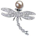 Cadouri si Perle Brosa Pandantiv Libelula cu Perla Naturala Lavanda si Zirconii - Cadouri si perle