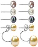 Kaskadda Cercei Double Argint si Perle Naturale, Model 8 in 1, cu Perla de Baza de Culoare Crem, de 9-10 mm
