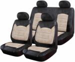Ro Group Set Huse Scaune Auto pentru Volkswagen Fox - Luxury Negru Crem, cu fermoare pentru bancheta rabatabila, 9 piese
