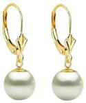 Cadouri si Perle Cercei Aur Galben Model Lalea cu Perle Naturale Albe Premium de 8 m - Cadouri si perle