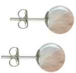 Cadouri si Perle Cercei Argint, Tip Surub, cu Pietre Semipretioase Naturale de Cuart Roz de 10 mm