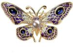 Cadouri si Perle Brosa Pandantiv Fluture Mov Ochi de Pisica cu Perla Naturala Lavanda de 8 mm - Cadouri si perle