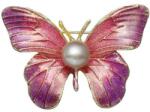 Cadouri si Perle Brosa Pandantiv Fluture Mov cu Perla Naturala Lavanda de 8 mm - Cadouri si perle