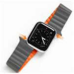 Apple Watch Ultra (49 mm), szilikon pótszíj, mágneses zár, Dux Ducis Chain, szürke/nanarncssárga - tok-shop
