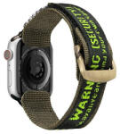 Apple Watch 1-6, SE (42 / 44 mm) / Watch 7-8 (45 mm) / Watch Ultra (49 mm), textíl pótszíj, tépőzáras, állítható, légáteresztő, feliratos, Dux Ducis Outdoor, fekete/zöld - tok-shop