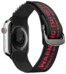 Apple Watch 1-6, SE (42 / 44 mm) / Watch 7-8 (45 mm) / Watch Ultra (49 mm), textíl pótszíj, tépőzáras, állítható, légáteresztő, feliratos, Dux Ducis Outdoor, fekete/piros