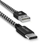  USB töltő- és adatkábel, USB Type-C, 200 cm, 2100 mA, cipőfűző minta, gyorstöltés, Dux Ducis K-ONE, fekete/fehér