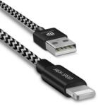 USB töltő- és adatkábel, Lightning, 300 cm, 2100 mA, cipőfűző minta, gyorstöltés, Dux Ducis K-ONE, fekete/fehér