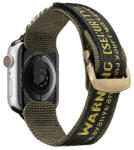Apple Watch 1-6, SE (42 / 44 mm) / Watch 7-8 (45 mm) / Watch Ultra (49 mm), textíl pótszíj, tépőzáras, állítható, légáteresztő, feliratos, Dux Ducis Outdoor, zöld/sárga - tok-shop