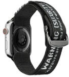 Apple Watch 1-6, SE (42 / 44 mm) / Watch 7-8 (45 mm) / Watch Ultra (49 mm), textíl pótszíj, tépőzáras, állítható, légáteresztő, feliratos, Dux Ducis Outdoor, fekete/szürke