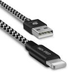  USB töltő- és adatkábel, Lightning, 200 cm, 2100 mA, cipőfűző minta, gyorstöltés, Dux Ducis K-ONE, fekete/fehér