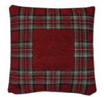 MONDO ITALIA Párnahuzat gobelin Tartan burgundia Chenille IT025